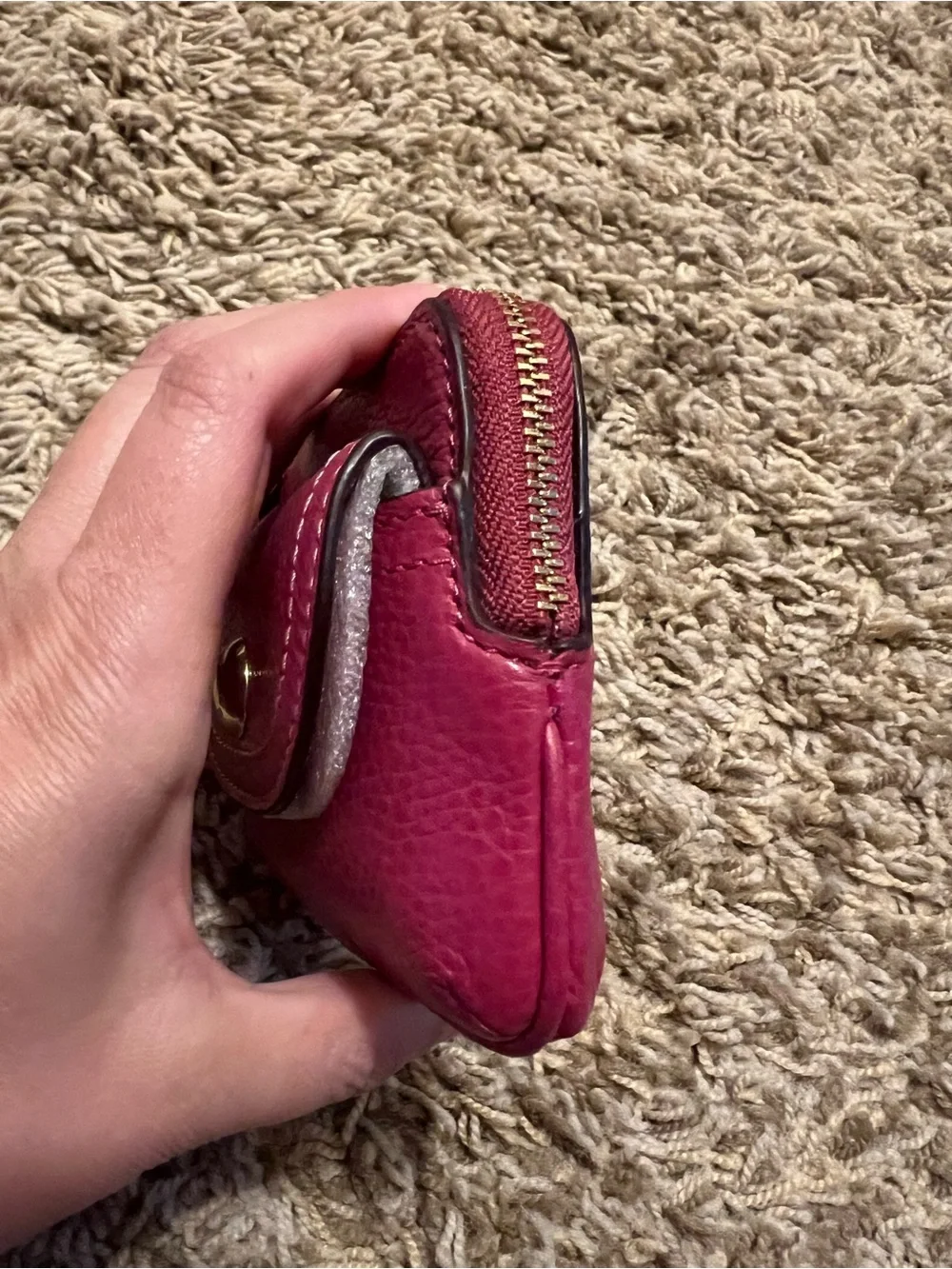 Coach Pebble Leather Pennie Card Case In Bright Violet NWTS!